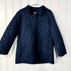 Steve & Barry's Jacket Women Size M Navy Quilted Button Down Collared Pocket